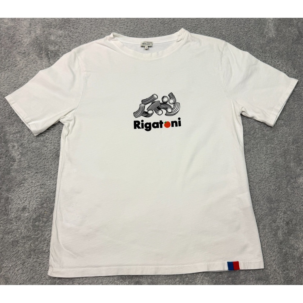 Kule Shirt Womens Small White Rigatoni Top Short Sleeve Preppy Casual Ladies